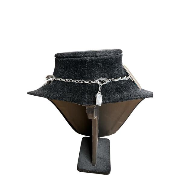 Kenneth Cole Four Layer Collar Necklace Silver Tone Chain Blue Womens NEW - Picture 2 of 3